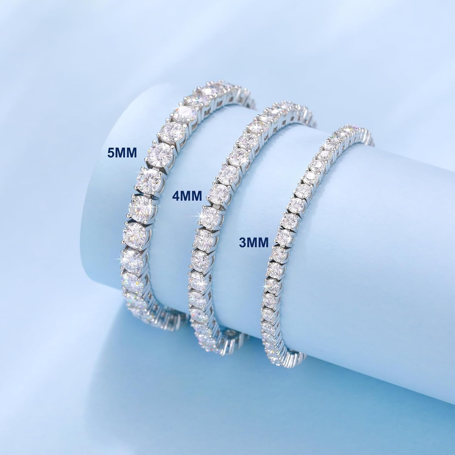 Moissanite Tennis Bracelet 5.0-21.0CT 18K Gold Plated S925 Sterling Silver Tennis Bracelet 3/4/5MM D Color VVS1 round Moissanite Bracelet for Women Men Simulated Diamonds Bracelets Jewelry Gifts