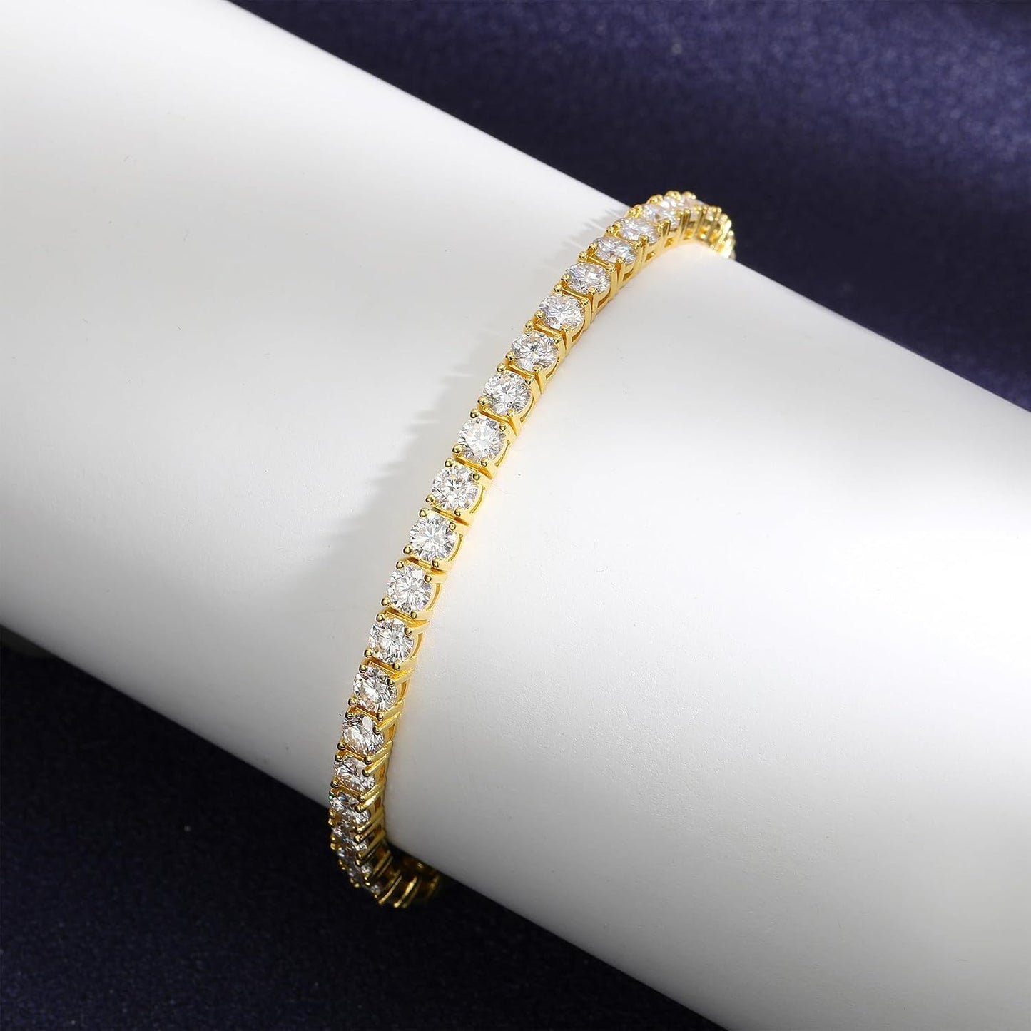 Moissanite Tennis Bracelet 925 Silver Plated 14K Gold 3-6.5Mm D Color VVS1 round Cut Moissanite Bracelets for Women Men Gift Birthday Anniversary