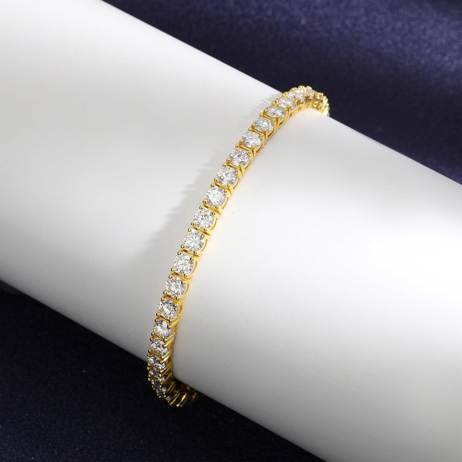 Moissanite Tennis Bracelet 925 Silver Plated 14K Gold 3-6.5Mm D Color VVS1 round Cut Moissanite Bracelets for Women Men Gift Birthday Anniversary