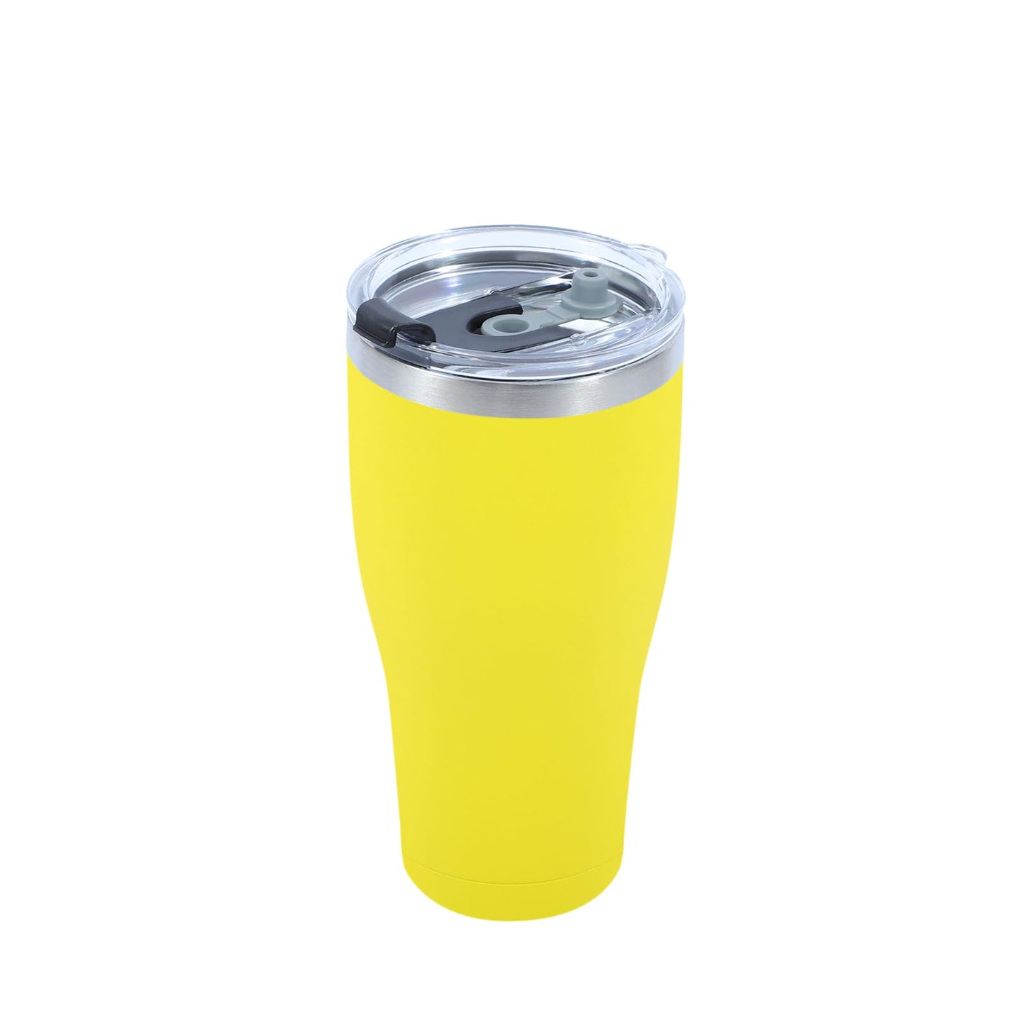 Dongni 30 oz Tumbler with Lid and Straw Powder Coated Tumbler Stainless Steel Tumblers Bulk Insulated Vacuum Double Wall Coffee Travel Mug（Yellow 1 pack）