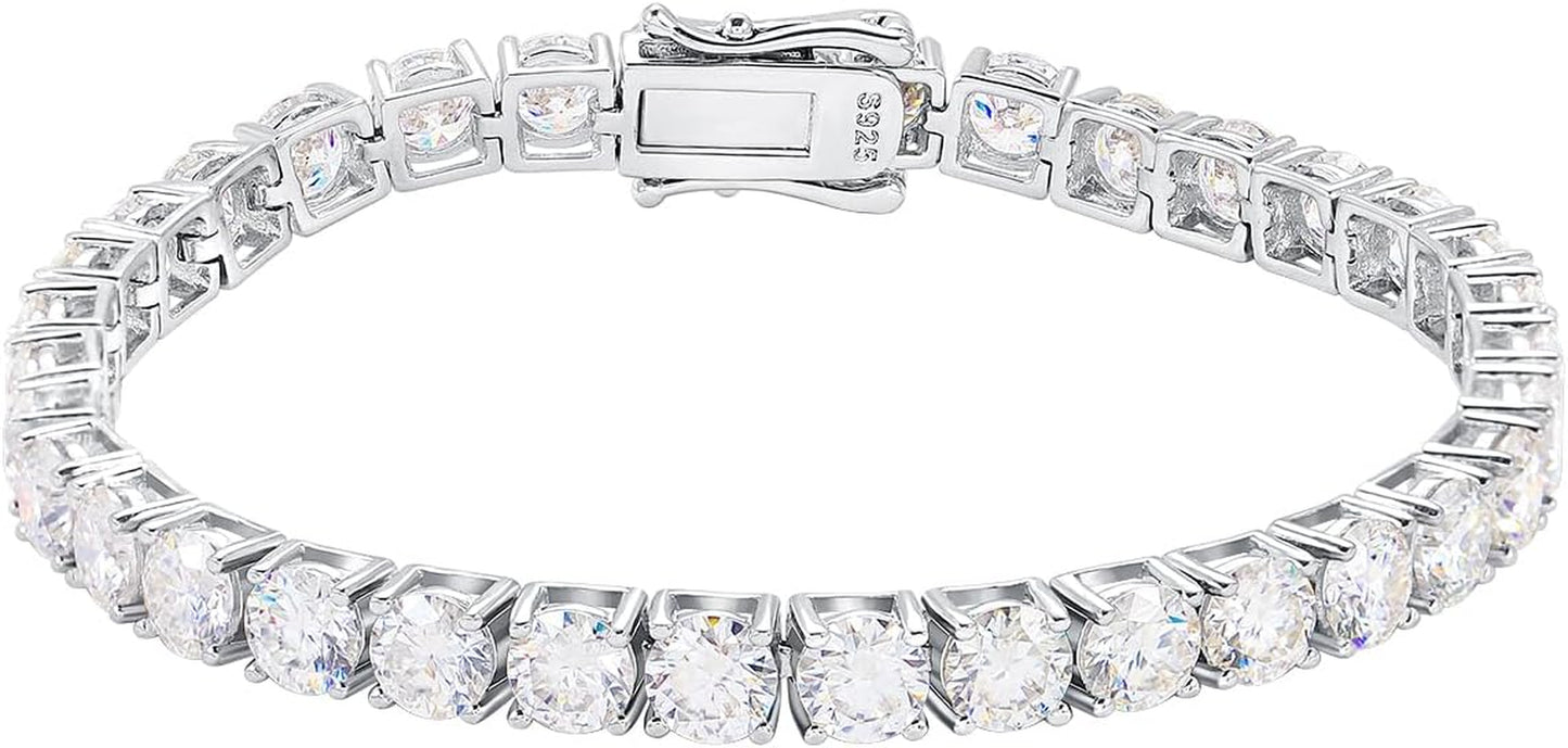 Moissanite Tennis Bracelet 925 Silver Plated 14K Gold 3-6.5Mm D Color VVS1 round Cut Moissanite Bracelets for Women Men Gift Birthday Anniversary