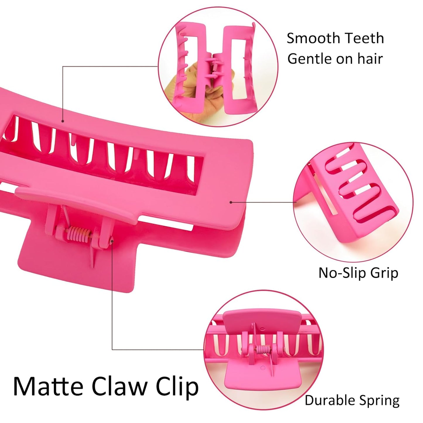8Pcs Hair Clips and Scrunchies Set for Women – 4 Non-Slip Matte Medium Claw Clips, 4 Large Satin Scrunchies, Hair Accessories for Thick Thin Hair, Party, Daily Use (Pink Colors Set)