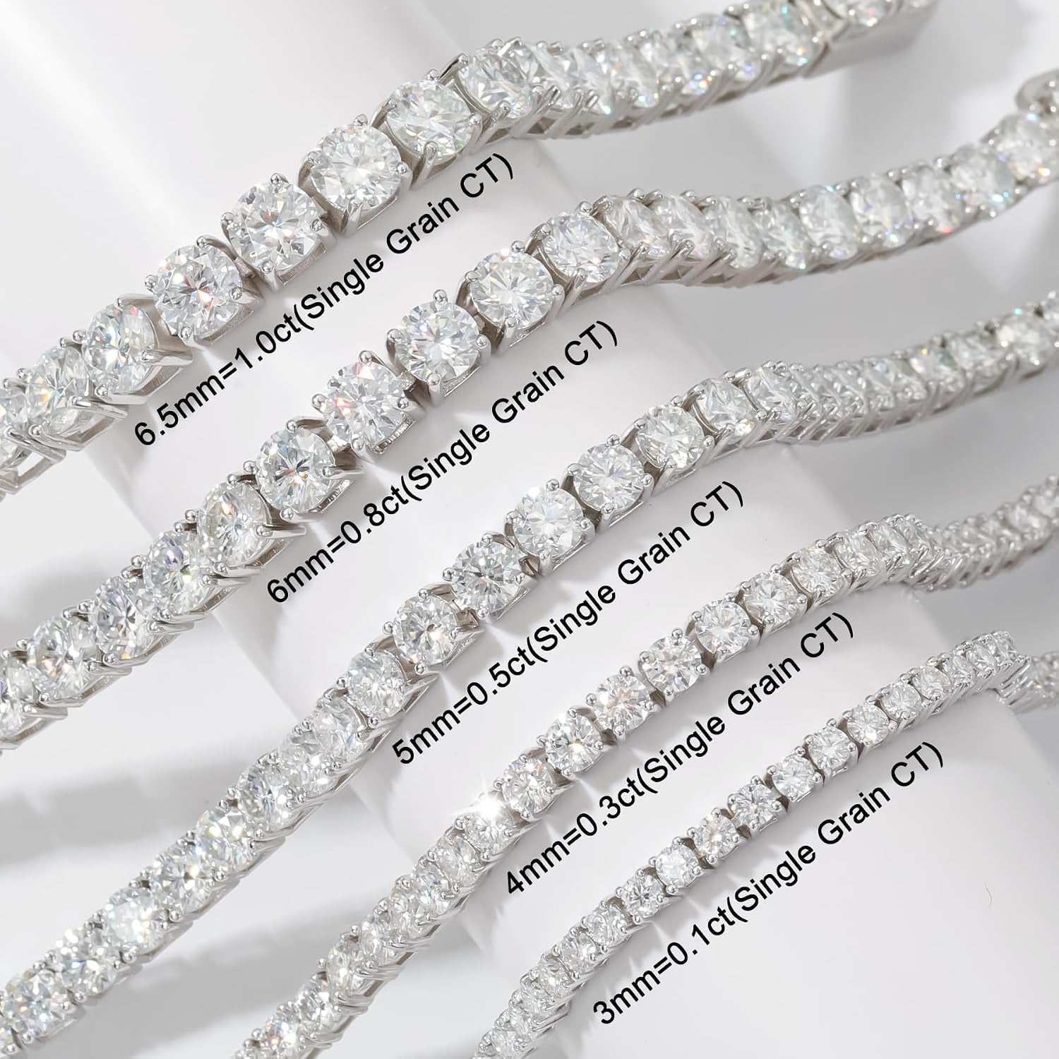 2.31 CT Moissanite Tennis Bracelet for Women Mens 2Mm Diamond Tennis Bracelet Gifts(7In/17.78Cm)-