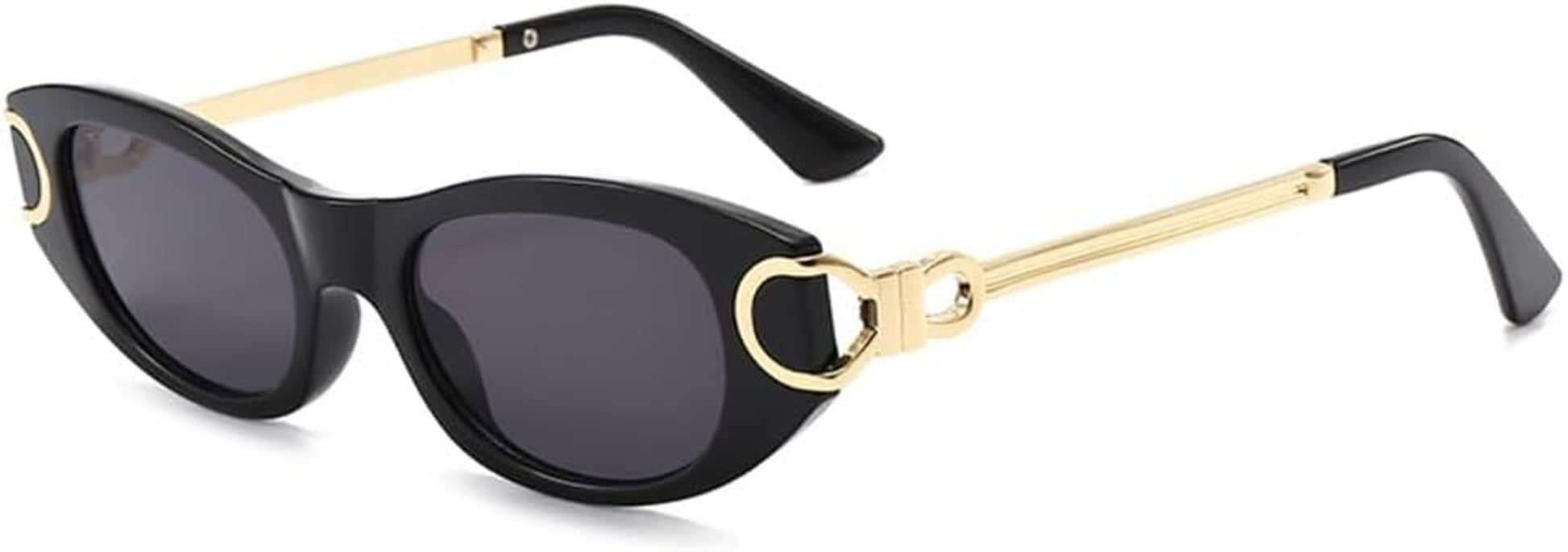 Retro Oval Sunglasses for Women 90S Classic Cat Eye Frame Sun Glasses Fashion Vintage Gold Metal Shades BS1800S