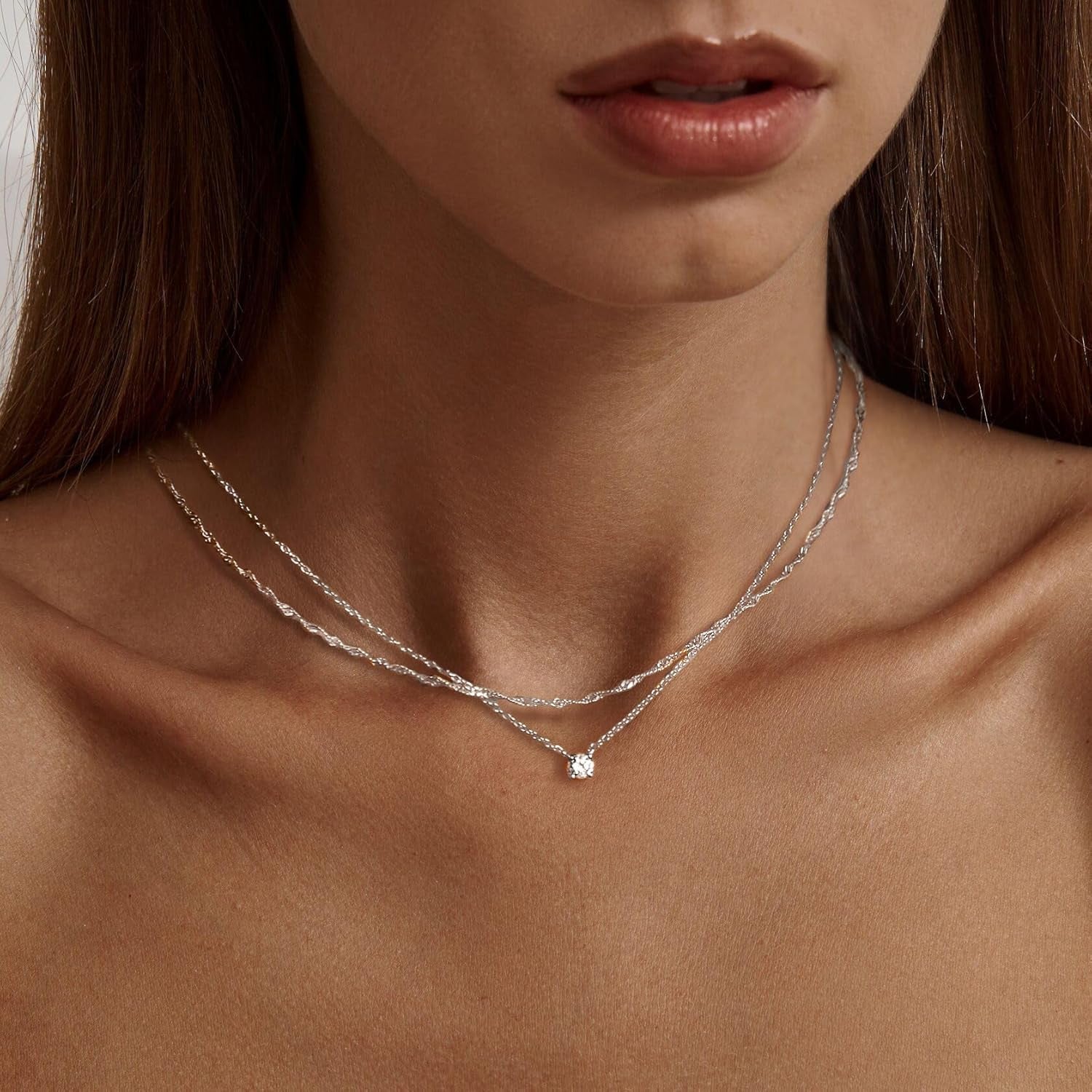 Gold Chain Necklace for Women, 14K Gold Plated Thin Beaded Wave Box Chain Necklace Dainty Simple Layered Choker Minimalist Link Chain Trendy Jewelry for Women