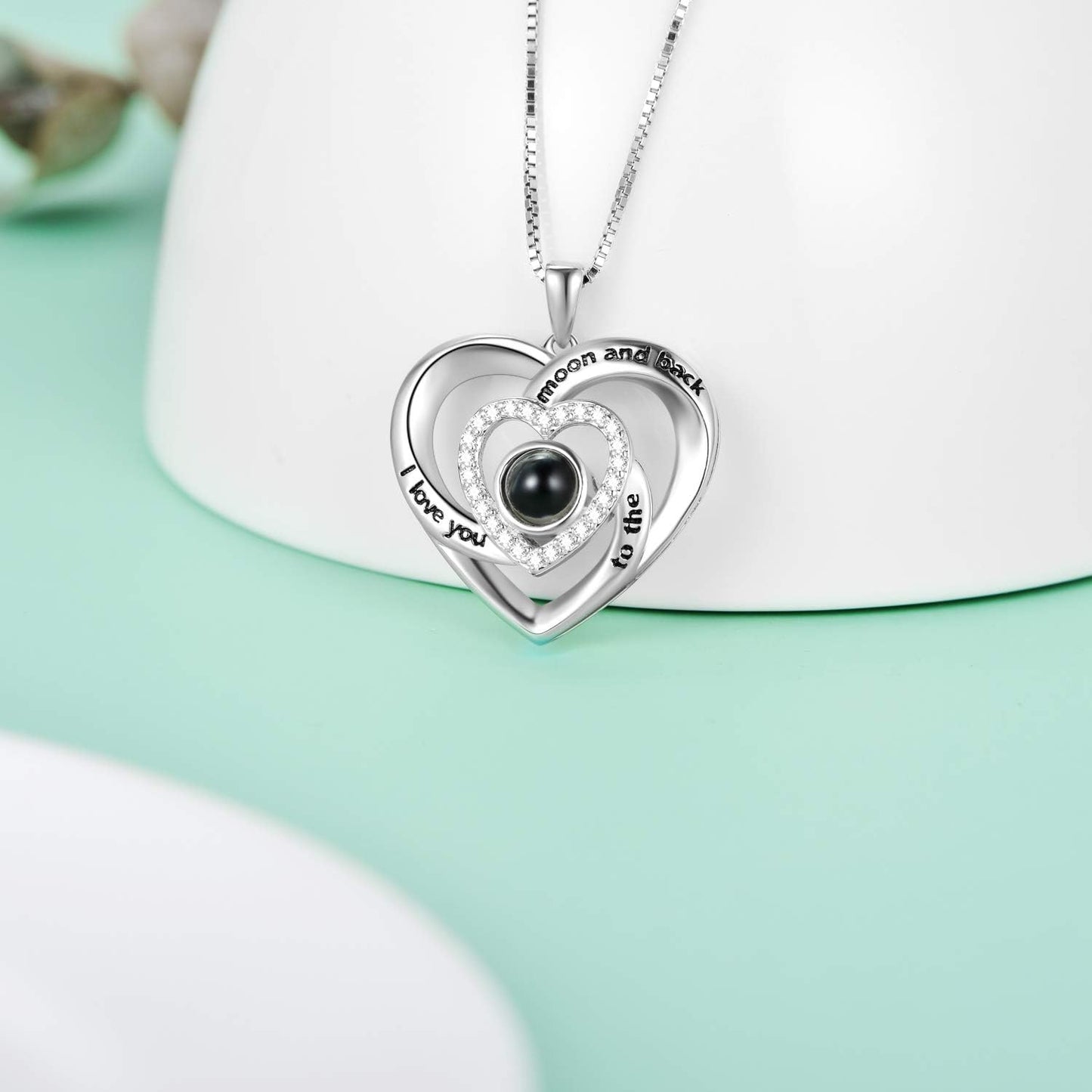 925 Sterling Silver I Love You 100 Languages Necklace I Love You Forever Infinity Heart Mom Sunflower Projection Pendant Necklace for Women Mother'S Day Gift
