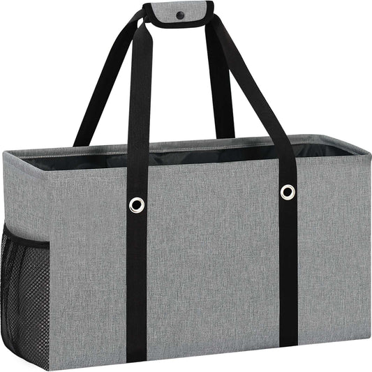 ASXSONN Stand Up Extra Large Utility Tote Bag with Metal Wire Frame Thirty One Utility Tote Structured Extra Large Tote Bag With Handles Reusable Grocery Bags Beach Bag