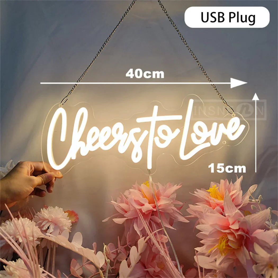 Mr and Mrs Neon Sign, Wall Decoration Light for Wedding and Engagement Decoration, Cheers to Love Neon Sign, LED Neon Signs