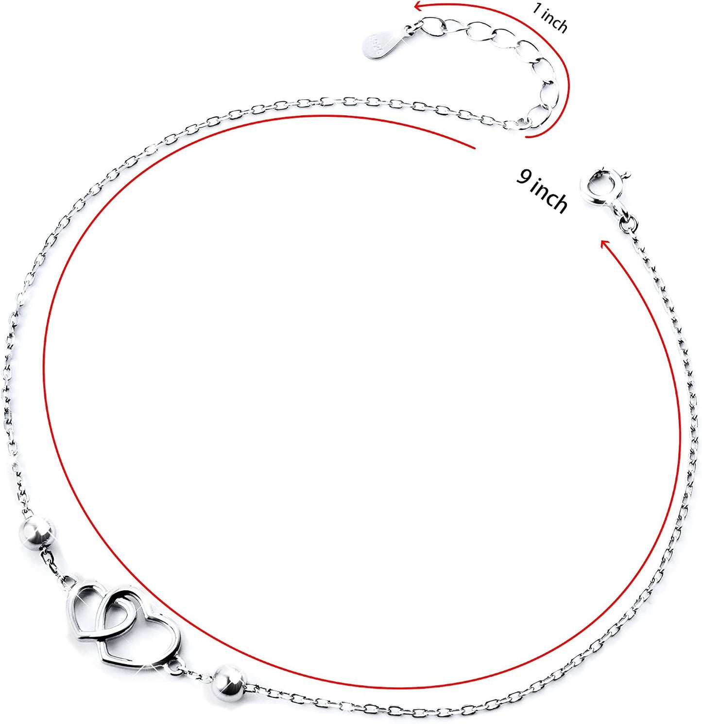 Anklet for Women S925 Sterling Silver Adjustable Foot Heart Lotus Infinity Moon Srars Flower Pearl Multilayer Layered Ankle Bracelet Beach Jewelry