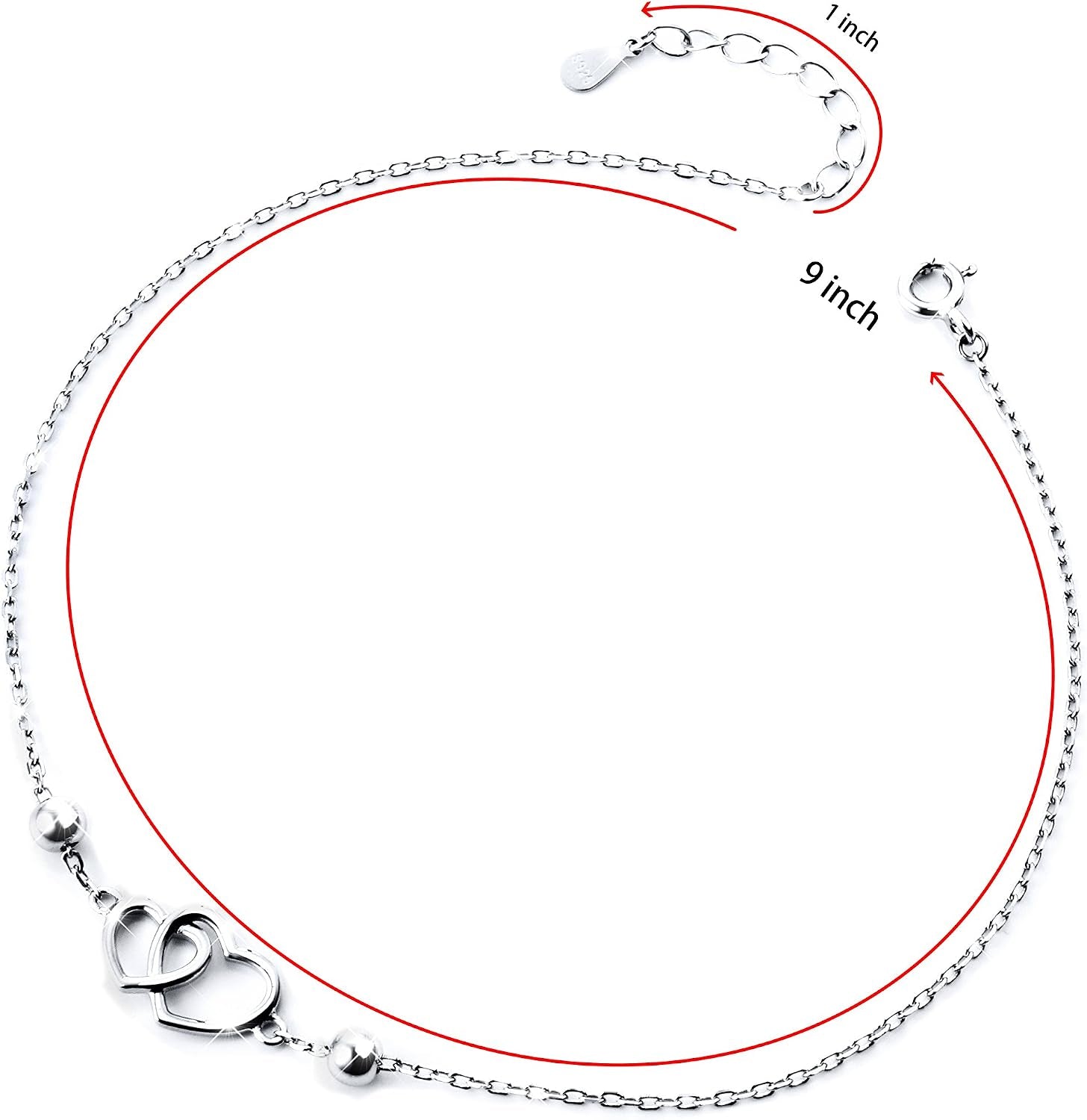 Anklet for Women S925 Sterling Silver Adjustable Foot Heart Lotus Infinity Moon Srars Flower Pearl Multilayer Layered Ankle Bracelet Beach Jewelry