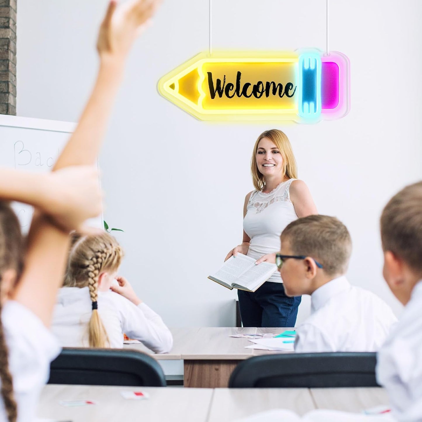 Pencil LED Neon Signs Back to School Wall Decoration 17 X 6 Inches for Back to School Classroom Study Area Library