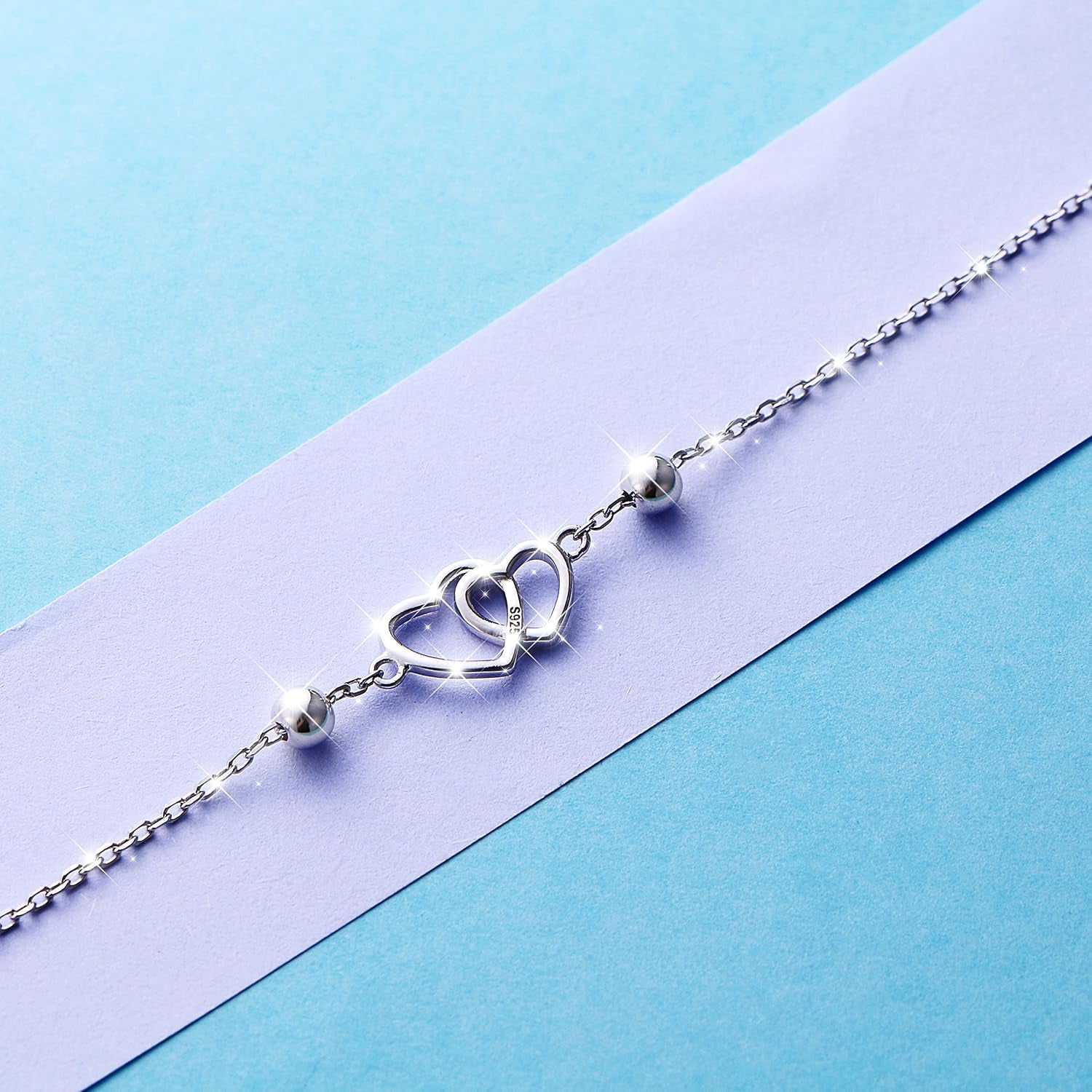 Anklet for Women S925 Sterling Silver Adjustable Foot Heart Lotus Infinity Moon Srars Flower Pearl Multilayer Layered Ankle Bracelet Beach Jewelry
