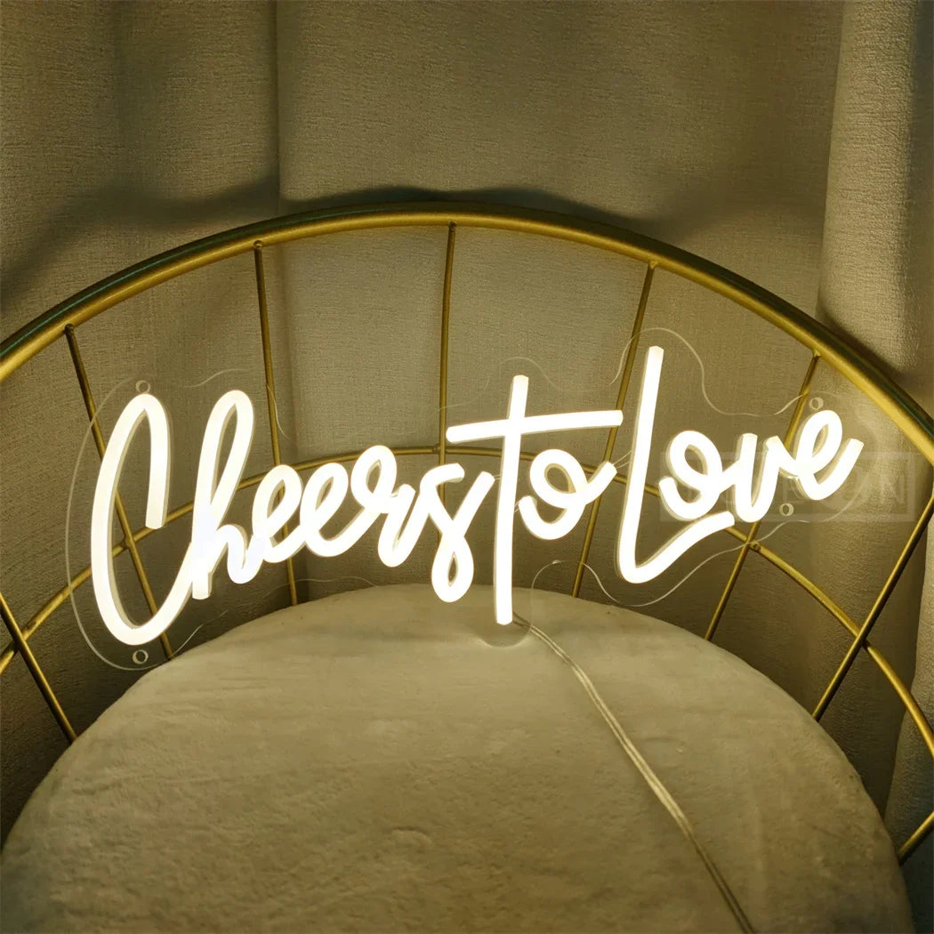 Mr and Mrs Neon Sign, Wall Decoration Light for Wedding and Engagement Decoration, Cheers to Love Neon Sign, LED Neon Signs