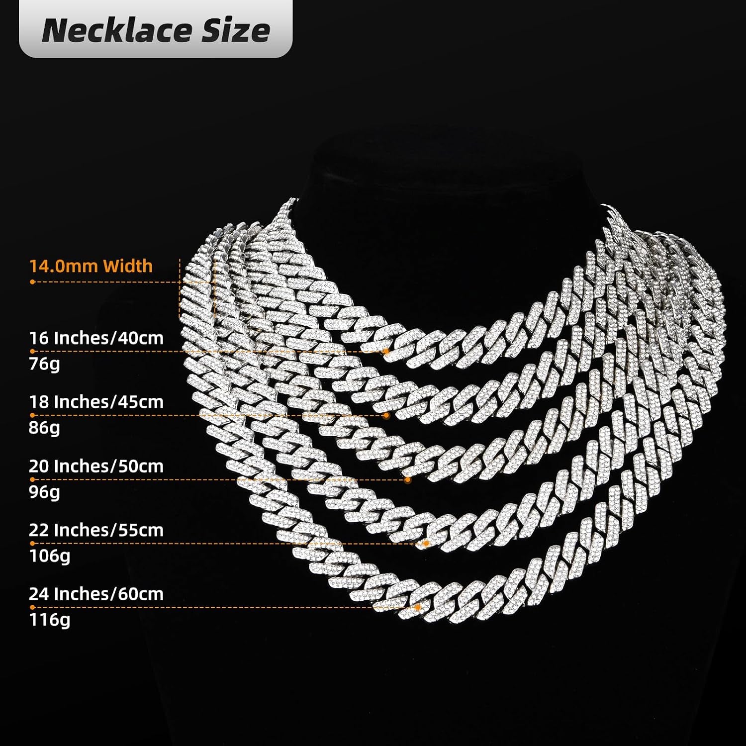Mens Cuban Link Chain Iced Out Cuban Necklace 18K Gold & Silver Plated Chain for Men Women 14Mm Hip Hop Jewelry