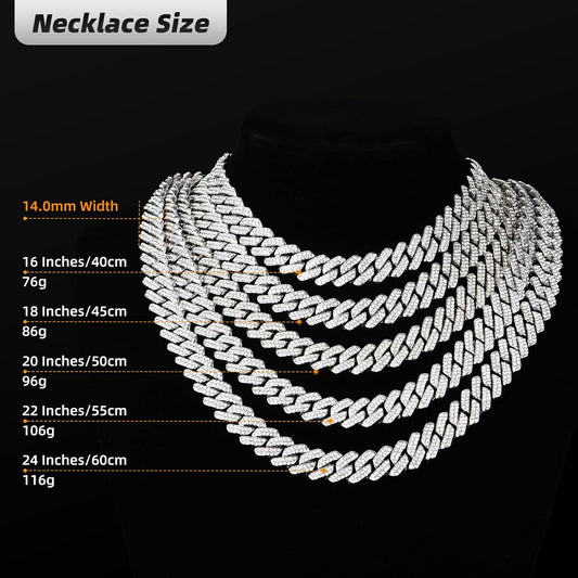 Mens Cuban Link Chain Iced Out Cuban Necklace 18K Gold & Silver Plated Chain for Men Women 14Mm Hip Hop Jewelry