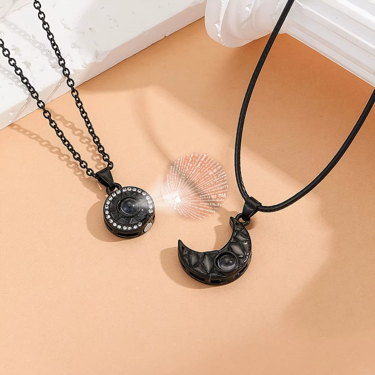 Luminous 100 Languages I Love You Necklace, Glow in the Dark Couple Pendant Necklace, Couple Gift for Boyfriend Girlfriend