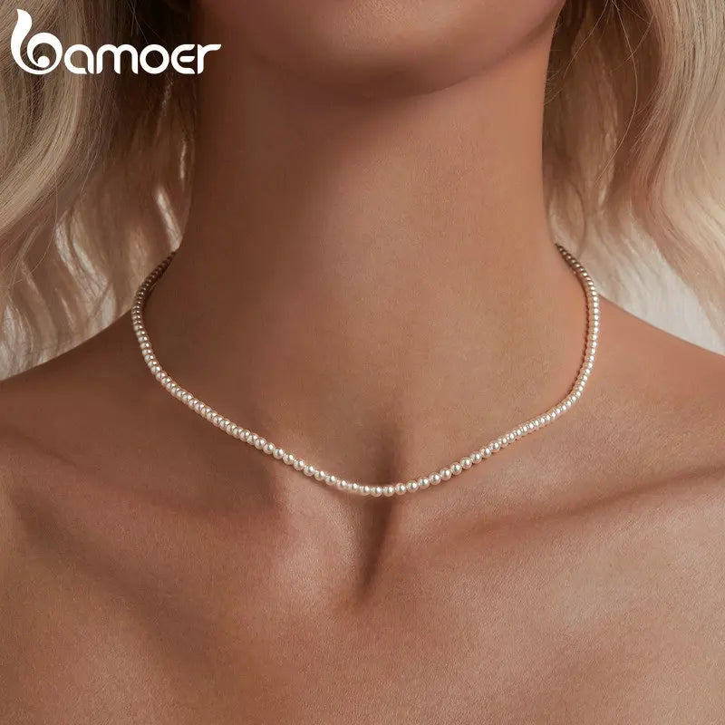 Pearl Necklace for Women Shell Pearl Beaded Necklace, 925 Sterling Silver Australian South Sea Pearl Necklace Jewelry