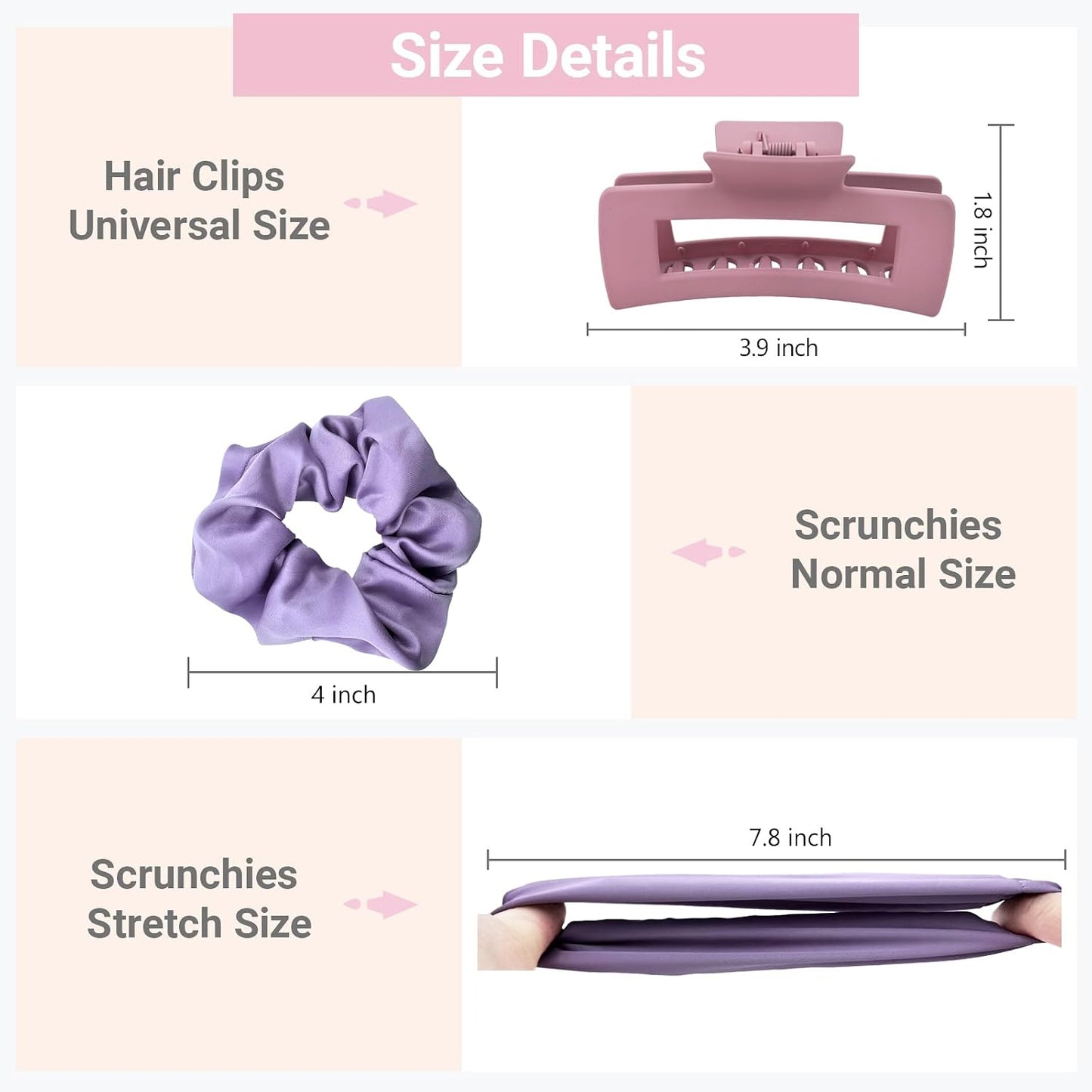 12 Pack Hair Clips Satin Scrunchies for Women Set Medium Matte Claw Clips for Women and Girls Thin Thick Curly Hair No Damage Hair Accessories