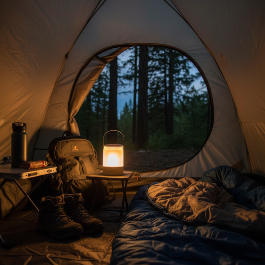 Portable Camping Light – glowing inside tent at night lifestyle photo