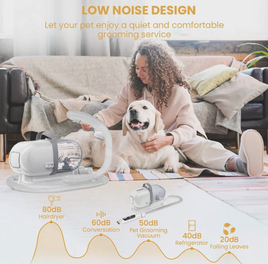Pet Grooming Vacuum — 5-in-1 Kit for Dogs & Cats, Low Noise