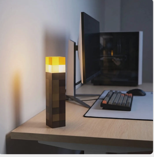 Minecraft Lamp | Pixel Fakkel Met Warm LED Licht