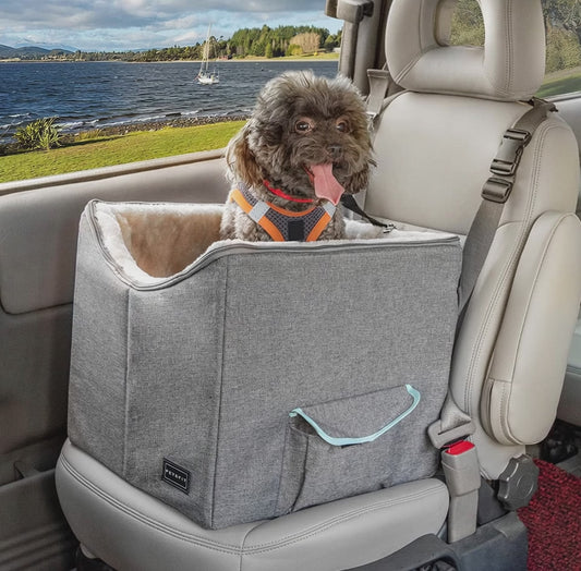 Small Dog Car Seat — Pet Travel Booster with Safety Belt